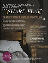 Donate lodging to support Strings musicians